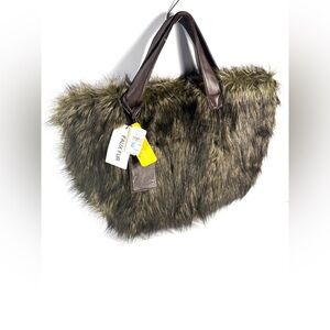 Sherry Cassin Faux Fur Tote in Brown and Tan